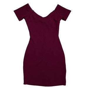 Revamped Burgundy Off-Shoulder Mini Dress